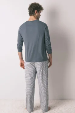 Women'secret Pijama largo hombre 100% algodón cuadros verde Online