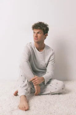 Women'secret Pijama largo hombre 100% algodón ski gris Sale