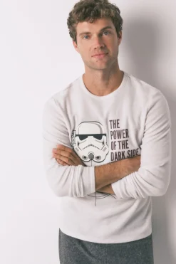 Women'secret Pijama largo hombre polar Star Wars gris