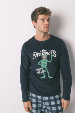 Women'secret Pijama largo hombre polar Muppets azul