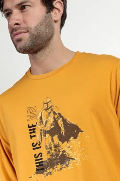 Admas Pijama largo Mandalorian 100% algodón para hombre amarillo Hot