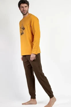 Admas Pijama largo Mandalorian 100% algodón para hombre amarillo Hot