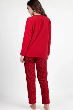 Admas Pijama largo micropolar 101 Dálmatas para mujer rojo Outlet
