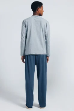 Springfield Pijama largo microraya borado galgo azul Clearance