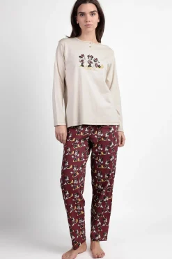 Admas Pijama largo Minnie Mouse para mujer beige Best