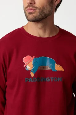 Admas Pijama largo Paddington 100% algodón para hombre burdeos Hot