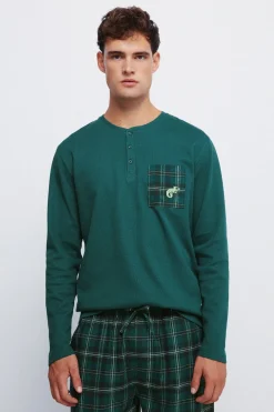 Springfield Pijama largo pantalón cuadros verde Sale