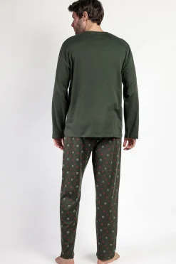 Admas Pijama largo piloto Star Wars 100% algodón hombre verde