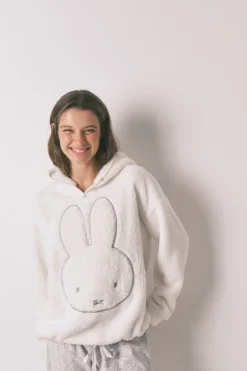 Women'secret Pijama largo polar estampado animal Miffy blanco
