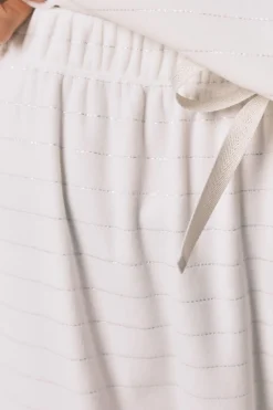 Women'secret Pijama largo polar estampado rayas lurex marfil Online