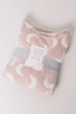Women'secret Pijama largo polar mousse lunas rosa Discount