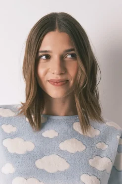 Women'secret Pijama largo polar mousse nubes azul Online