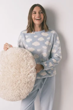 Women'secret Pijama largo polar mousse nubes azul Online