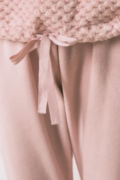 Women'secret Pijama largo polar cenefa rosa Discount