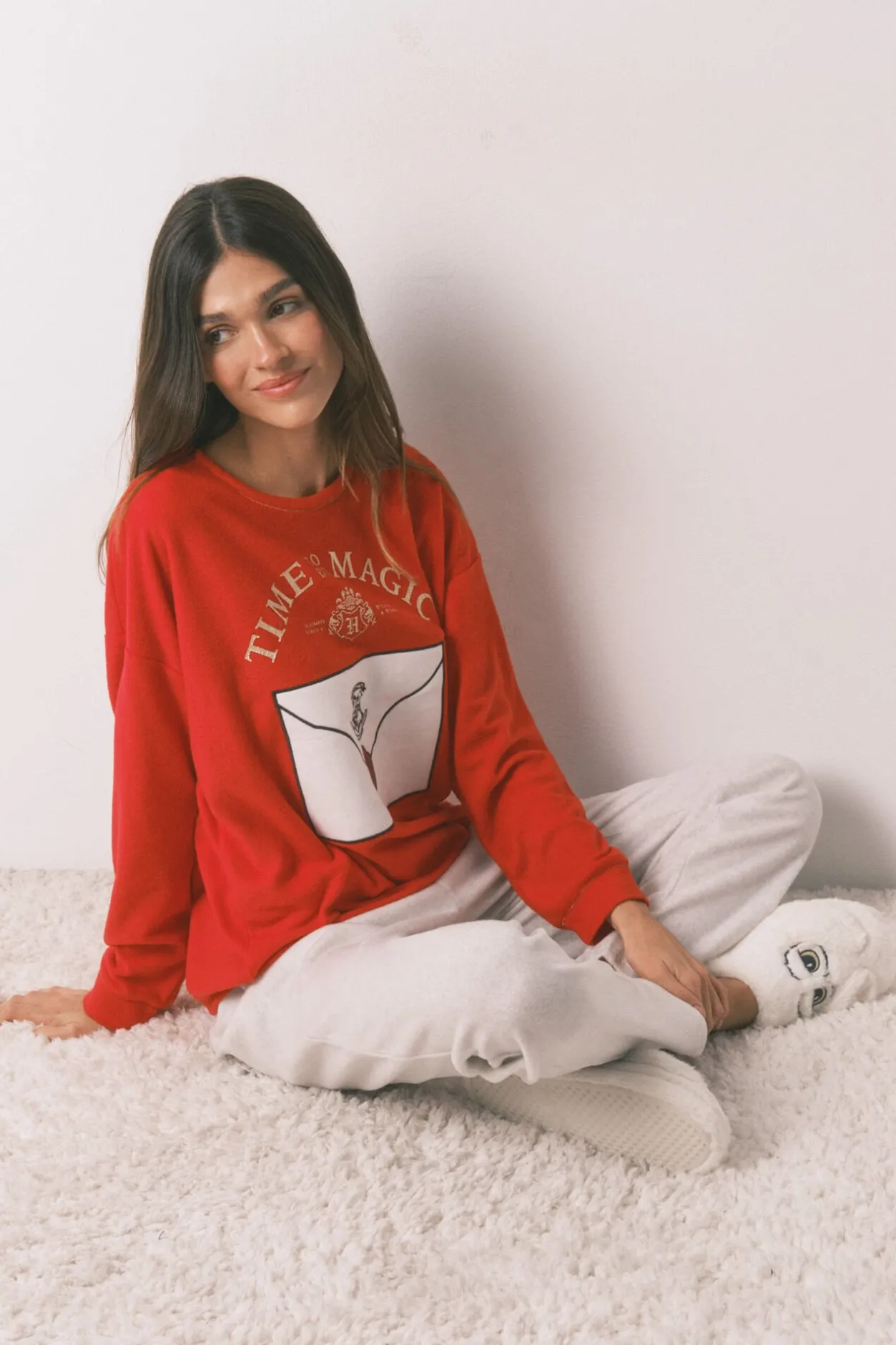 Women'secret Pijama largo polar suave estampado Harry Potter rojo Clearance