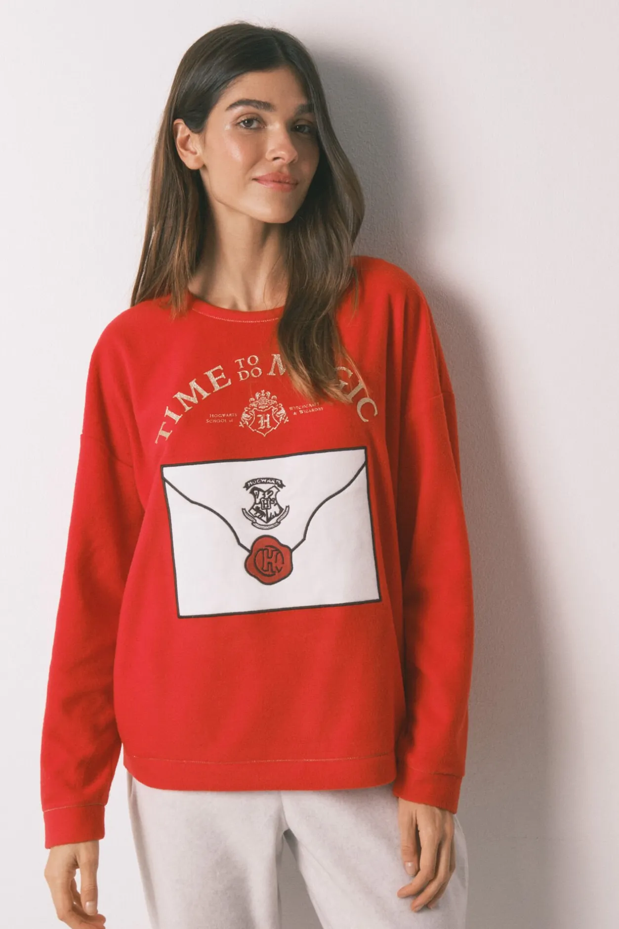 Women'secret Pijama largo polar suave estampado Harry Potter rojo Clearance