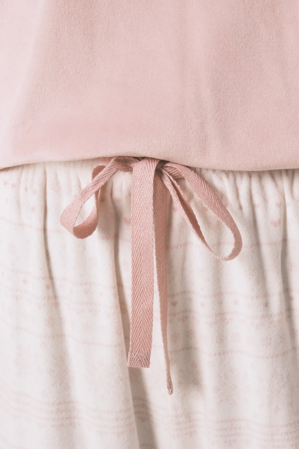 Women'secret Pijama largo polar suave cenefas rosa Clearance