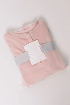 Women'secret Pijama largo polar suave cenefas rosa Clearance