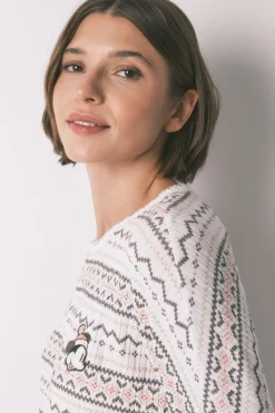 Women'secret Pijama largo punto cálido suave cenfas Mickey blanco