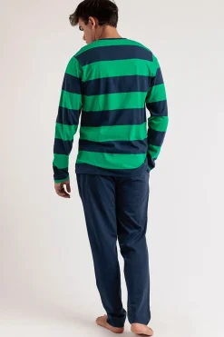 Admas Pijama largo rayas Rugby Paddington para hombre azul