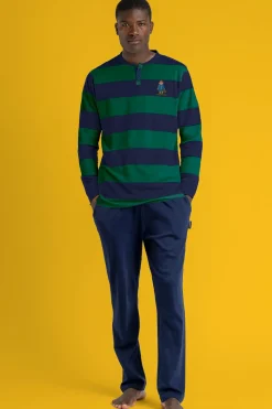 Admas Pijama largo rayas Rugby Paddington para hombre azul