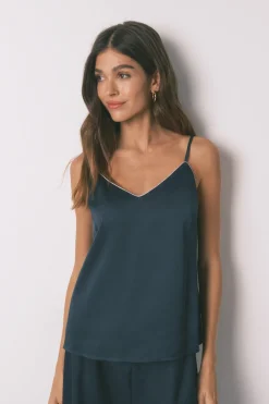 Women'secret Pijama largo satén azul New