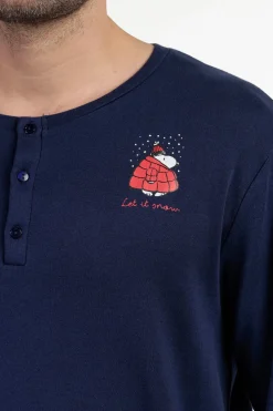 Admas Pijama largo Snoopy cuadros 100% algodón azul Online