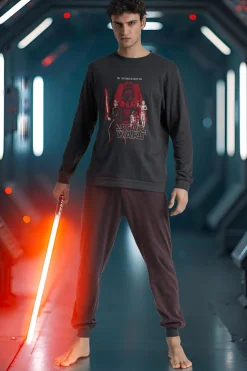 Admas Pijama largo Star Wars 100% algodón para hombre gris Online