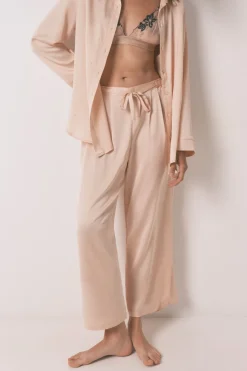 Women'secret Pijama largo strass satén naranja Outlet