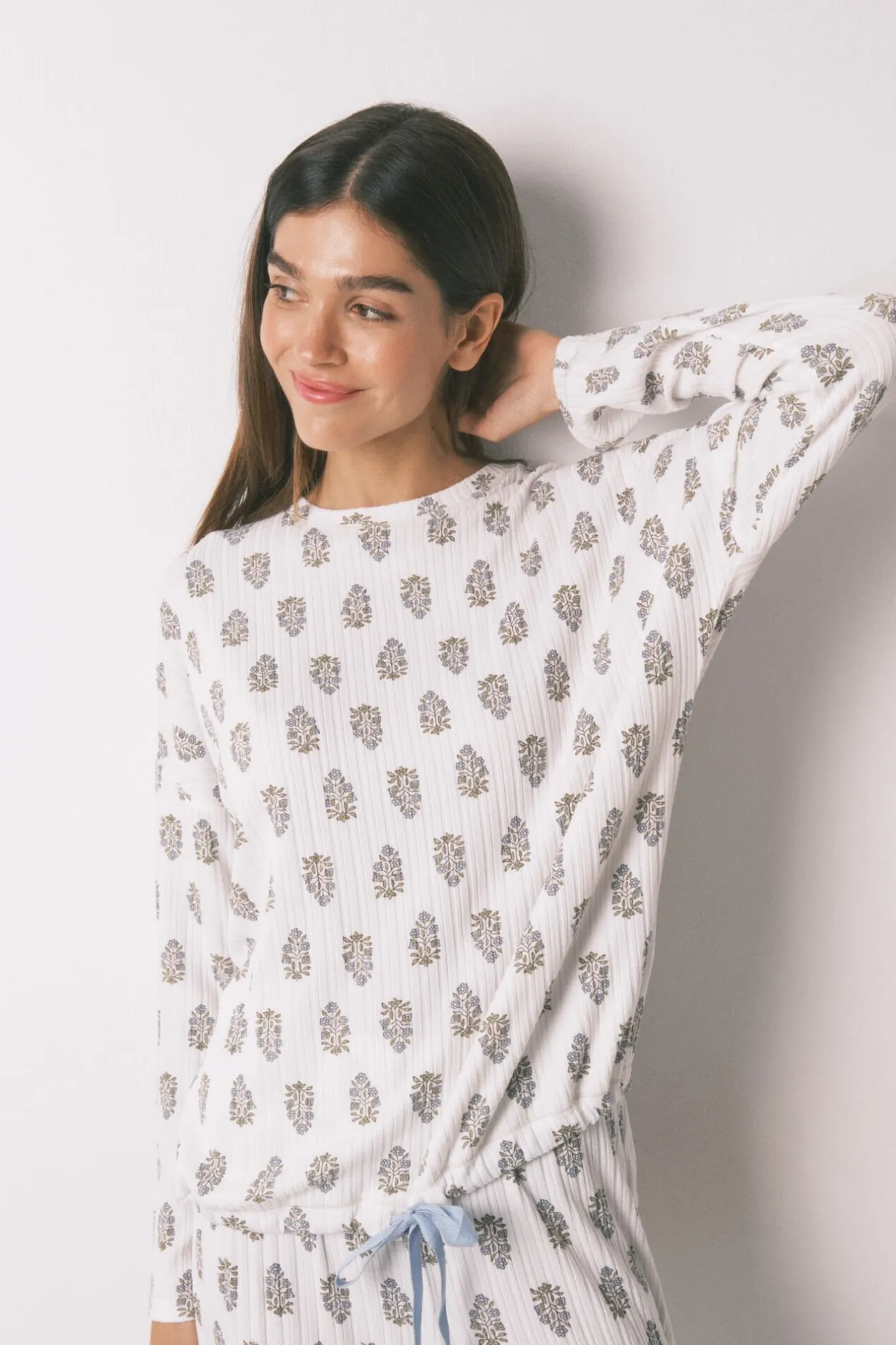 Women'secret Pijama largo super soft flores blanco Discount