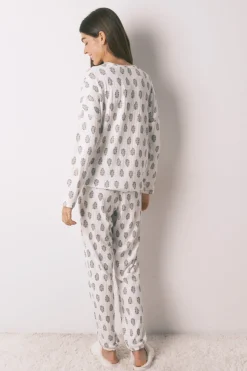 Women'secret Pijama largo super soft flores blanco Discount