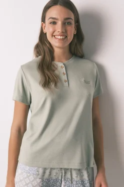 Women'secret Pijama largo super soft patchwork manga corta verde Online