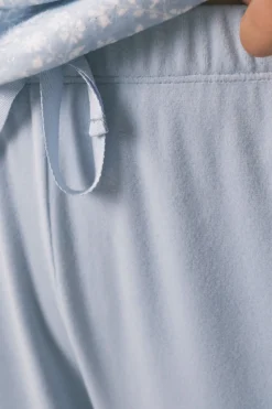 Women'secret Pijama largo terciopelo brillo flores azul Hot