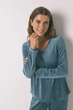 Women'secret Pijama largo terciopelo verde