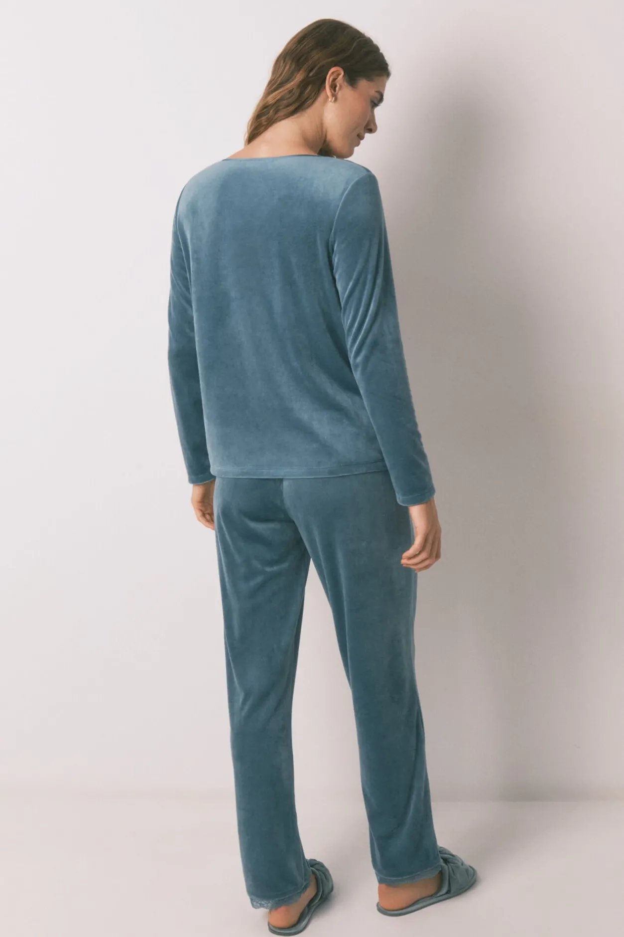 Women'secret Pijama largo terciopelo verde