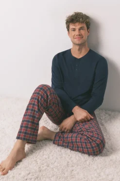 Women'secret Pijama masculino cuadros 100% algodón azul Online