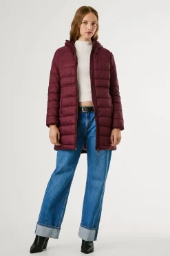 Pepe Jeans Plumífero Largo Acolchado burdeos Outlet