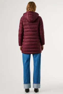 Pepe Jeans Plumífero Largo Acolchado burdeos Outlet