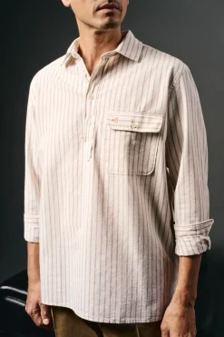 OOTO Polera de algodón con lino Marfil Outlet