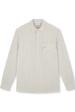 OOTO Polera de algodón con lino Marfil Outlet