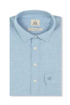 OOTO Polera de algodón con lino Azul Clearance