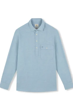 OOTO Polera de algodón con lino Azul Clearance