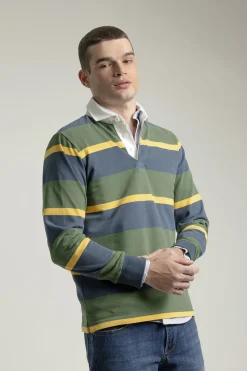 PuroEGO Polo algodón multirayas Verde Sale