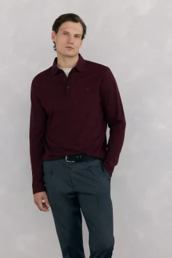 Pedro del Hierro Polo básico manga larga Burdeos Hot