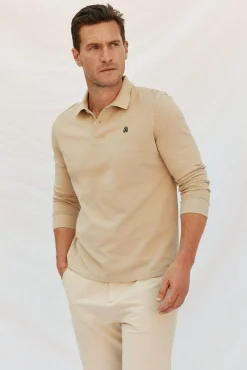 Cortefiel Polo básico manga larga Beige Clearance