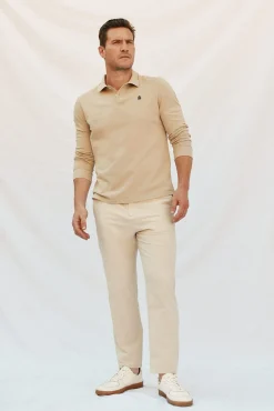 Cortefiel Polo básico manga larga Beige Clearance