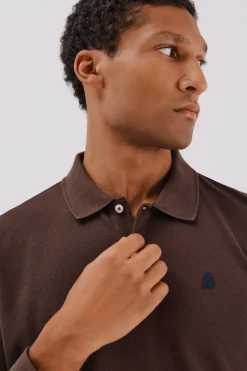 Cortefiel Polo básico manga larga Marr&oacute;n oscuro Outlet