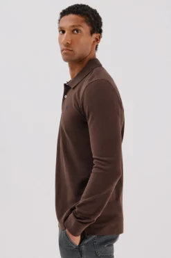 Cortefiel Polo básico manga larga Marr&oacute;n oscuro Outlet