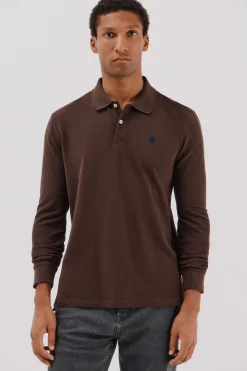 Cortefiel Polo básico manga larga Marr&oacute;n oscuro Outlet