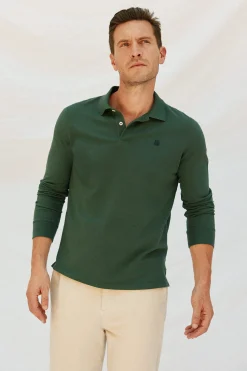 Cortefiel Polo básico manga larga Verde oscuro New